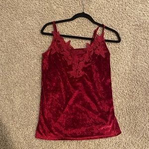 Red velvet camisole